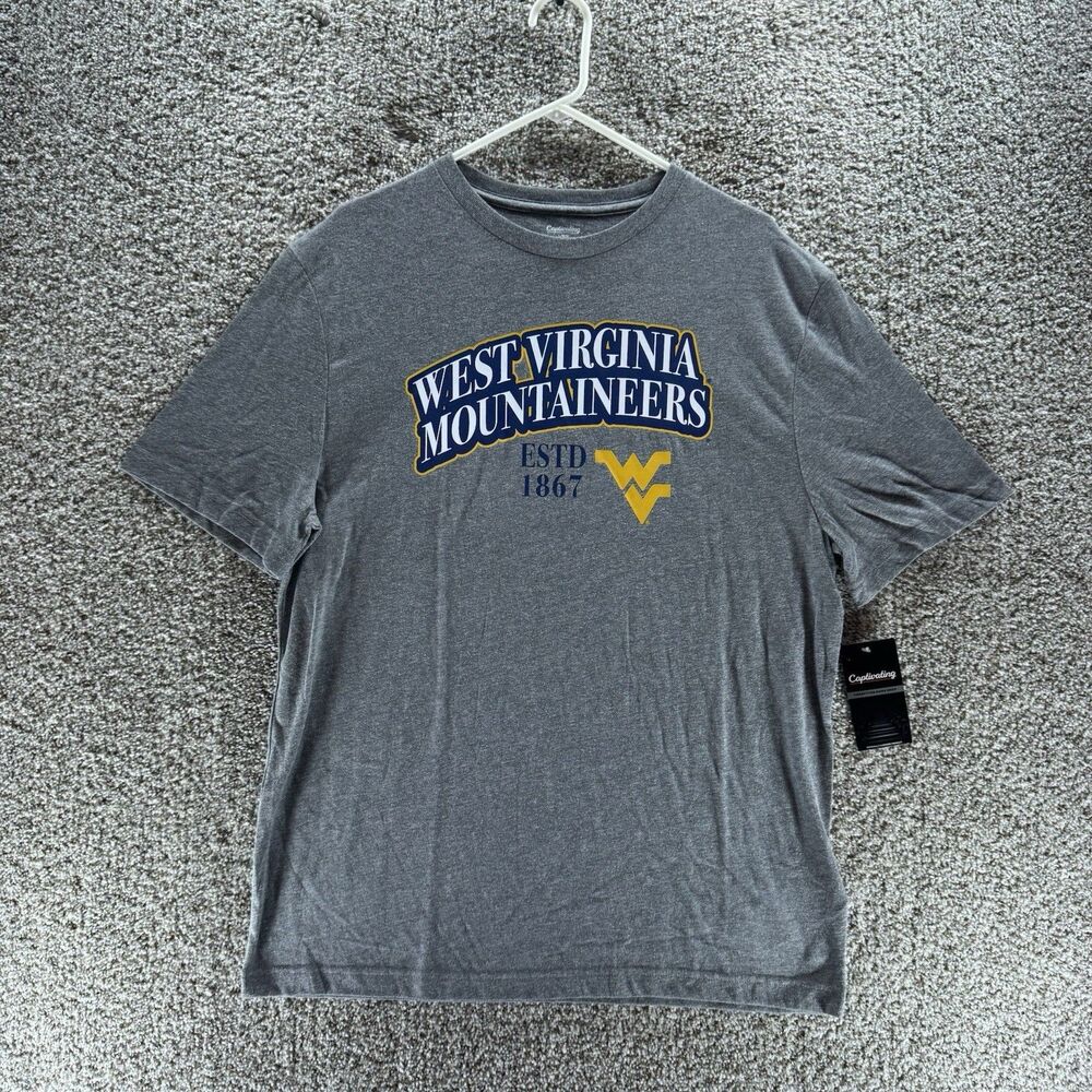 West Virginia Mountaineers Shirt Mens Large Gray Captivating Short Sleeve New